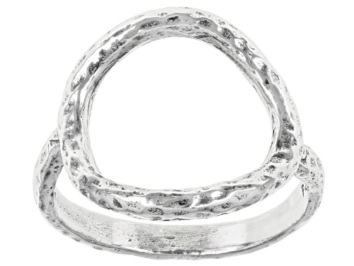 Sterling Silver 16.7MM Open Textured Circle Ring - Size 7