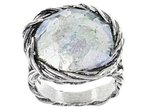 Artisan Collection of Israel™ 20mm Roman Glass Sterling Silver Textured Ring - Size 7