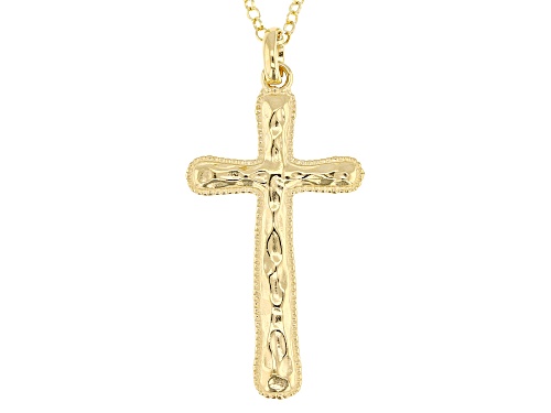 Artisan Collection of Israel™ 14K Gold Over Sterling Silver Textured Cross Pendant With Chain