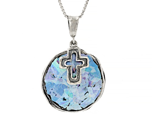 Artisan Collection of Israel™ 23mm Roman Glass Sterling Silver Cross Pendant W/ Chain