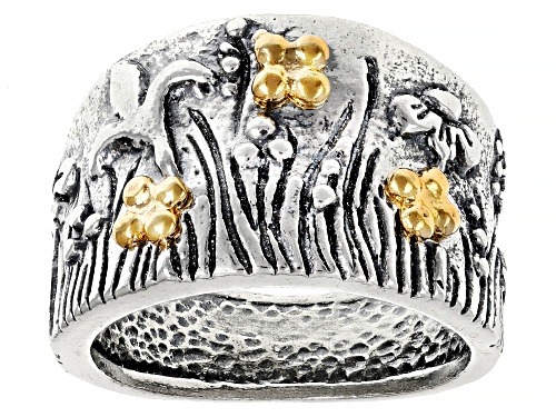 Artisan Collection of Israel™ Two Tone Sterling Silver & 14K Gold Over Silver Garden Band Ring - Size 6