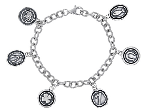 Artisan Collection of Israel™ Sterling Silver Luck Motif Charm Bracelet - Size 7.25
