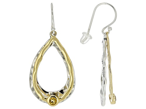 Artisan Collection of Israel™ 0.20ctw Citrine Two Tone Silver & 14K Gold Over Silver Earrings