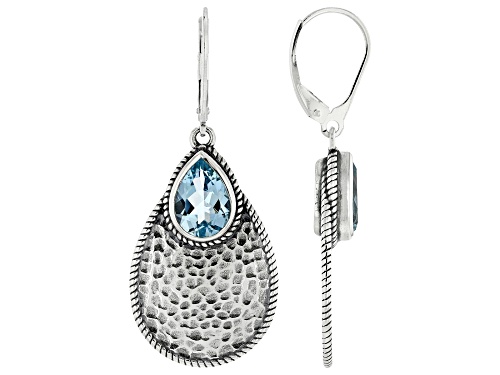 Artisan Collection of Israel™ 4.50ctw Sky Blue Topaz Sterling Silver Textured Earrings