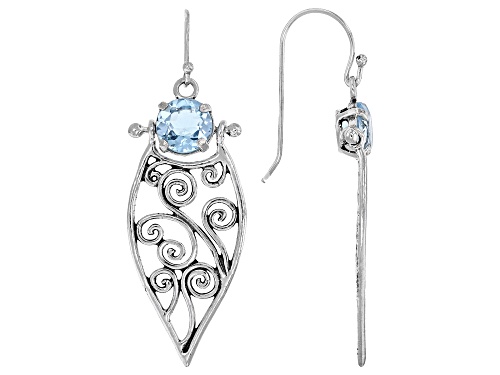 Artisan Collection of Israel™ 2.50ctw Blue Topaz Sterling Silver Scroll Earrings