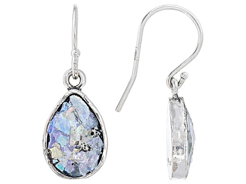 Artisan Collection of Israel™ 12x8mm Roman Glass Sterling Silver Teardrop Earrings