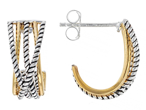 Artisan Collection of Israel™ Two-Tone Sterling Silver & 14K Gold Over Silver Rope Hoop Earrings