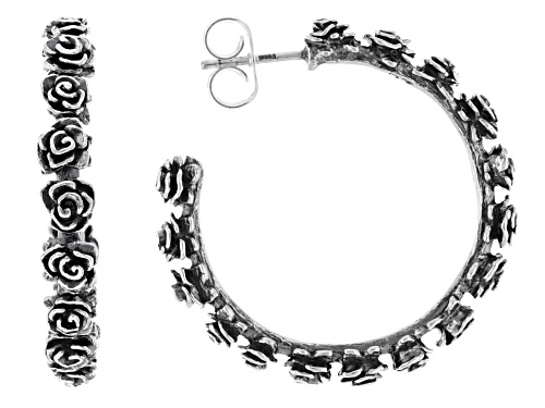 Artisan Collection of Israel™ Sterling Silver Rose Hoop Earrings