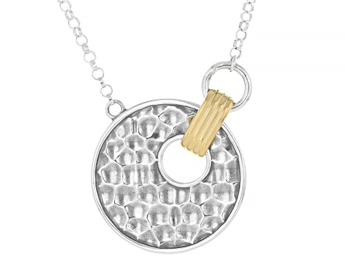 Artisan Collection of Israel™ Two Tone Sterling Silver & 14K Gold Over Silver Hammered Necklace - Size 18