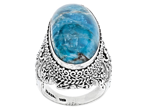 Photo of Artisan Gem Collection Of Bali™ 26x14mm Oval Blue Apatite Sterling Silver Solitaire Ring - Size 6