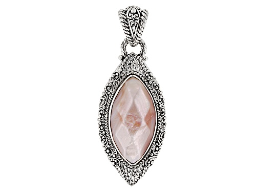 Artisan Gem Collection Of Bali™ 32x17mm Marquise Pink Mother Of Pearl Sterling Silver Pendant