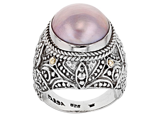 Artisan Collection Of Bali™ 13mm Cultured Pink Mabe Pearl Silver With 18k Gold Accent Ring - Size 12