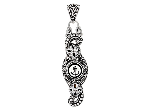 Artisan Collection Of Bali™ Mosaic Mother Of Pearl With Black Onyx Anchor Detail Silver Pendant