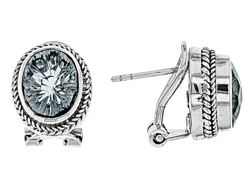 Artisan Collection Of Bali™ 4.80ctw Oval Waterspout™ Mystic Quartz® Silver Stud Earrings