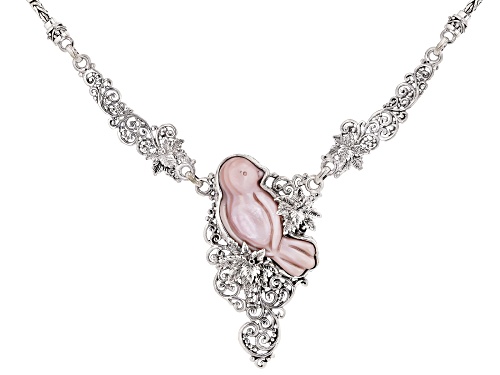 Artisan Collection Of Bali™ Carved Pink Mother Of Pearl Bird Sterling Silver Necklace - Size 21