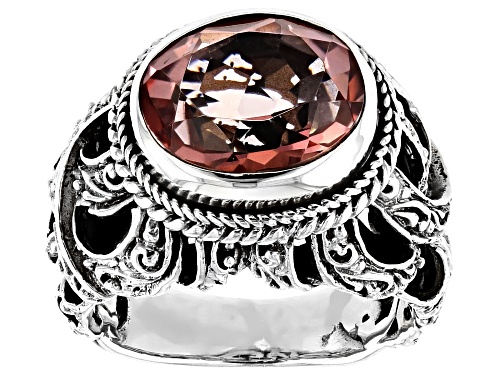 Artisan Collection Of Bali™ 3.83ct 12x10mm Oval Always True Rose™ Mystic Quartz® Silver Ring - Size 8