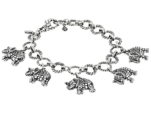 Artisan Collection Of Bali™ Sterling Silver "Kindness Leads" Elephant Charm Bracelet - Size 6.25
