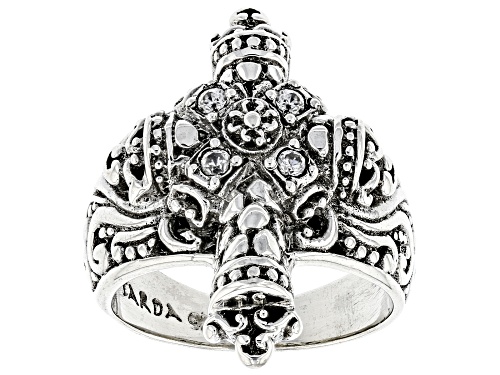Photo of Artisan Collection Of Bali™ White Zircon Sterling Silver "Flawless Glory" Cross Ring - Size 7