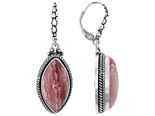 Artisan Collection Of Bali™ 20x10mm Marquise Rhodochrosite Sterling Silver Dangle Earrings