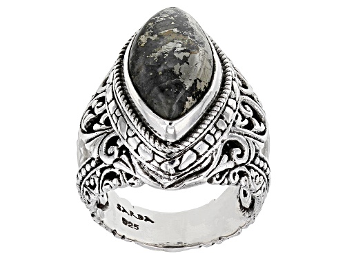 Artisan Collection Of Bali™ 24x9.5mm Marquise Apache Gold Sterling Silver Solitaire Ring - Size 8