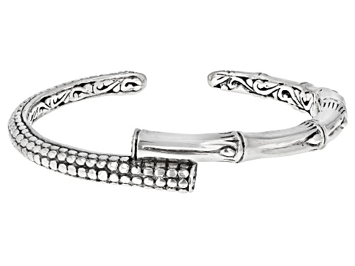 Photo of Artisan Collection Of Bali™ Silver "Supremely Happy Forever" Bamboo Detail Bypass Bracelet - Size 6.75