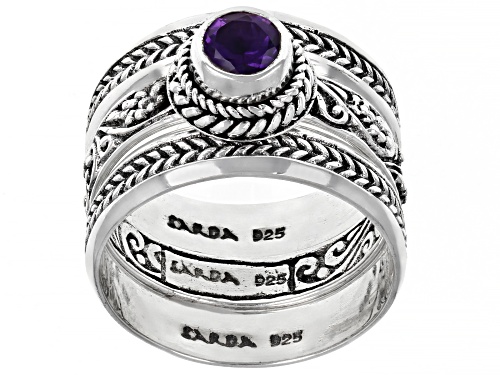 Photo of Artisan Collection Of Bali™ 0.55ct Round Purple Amethyst Sterling Silver Ring Set - Size 8