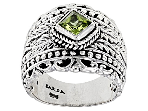 Artisan Collection of Bali™ .61ct Square Peridot Sterling Silver Ring - Size 7