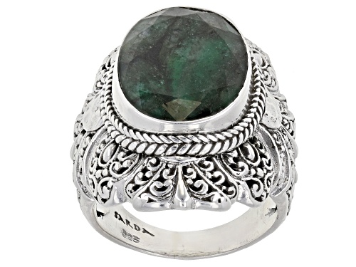 Photo of Artisan Collection Of Bali™ 5.33ct Oval Emerald Sterling Silver Solitaire Ring - Size 8