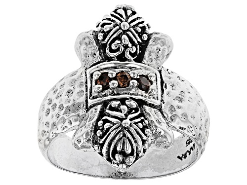 Artisan Collection Of Bali™ .15ctw Round Champagne Zircon Sterling Silver Ring - Size 8