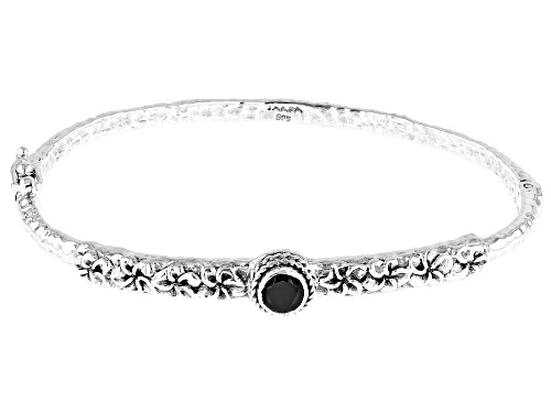 Artisan Collection Of Bali™ .57ct Round Black Spinel Sterling Silver Bangle Bracelet - Size 6.75