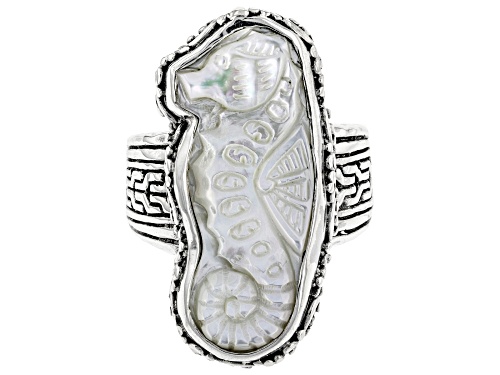 Photo of Artisan Collection of Bali™ Mother-of-Pearl Silver Seahorse Ring - Size 8