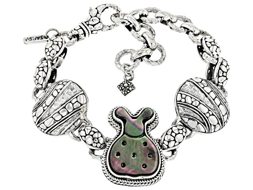 Photo of Artisan Collection of Bali™ Carved Mother-of-Pearl Silver Ladybug Bracelet - Size 6