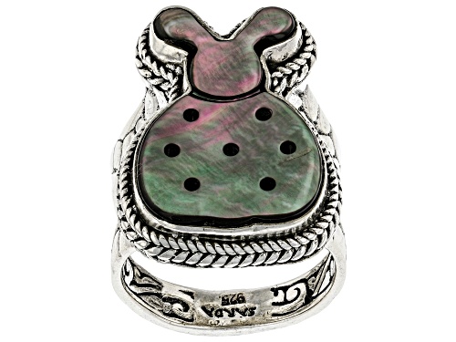 Artisan Collection of Bali™ Carved Mother-of-Pearl Silver Ladybug Ring - Size 8