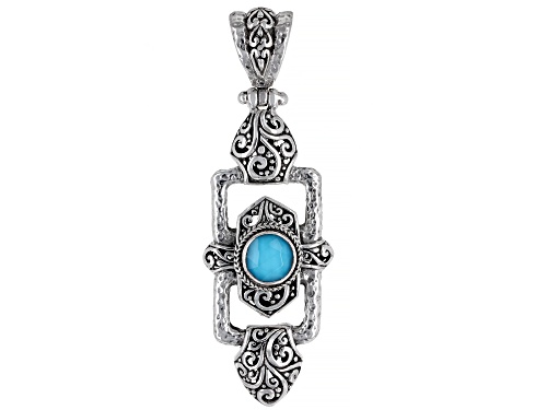 Artisan Collection of Bali™ 8mm Round Sleeping Beauty Turquoise Quartz Doublet Silver Pendant