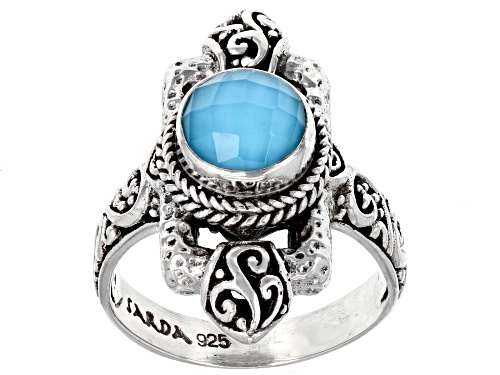 Photo of Artisan Collection of Bali™ 8mm Round Sleeping Beauty Turquoise Quartz Doublet Silver Ring - Size 10