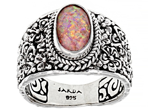 Photo of Artisan Collection of Bali™ Salmon Pink Opal Quartz Doublet Silver Ring - Size 8