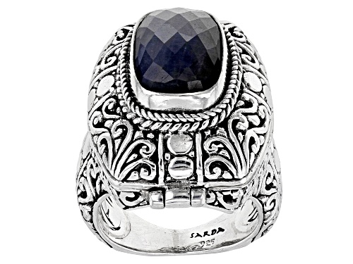 Artisan Collection of Bali™ 6.49ct Rectangular Cushion Blue-Gray Sapphire Silver Ring - Size 8