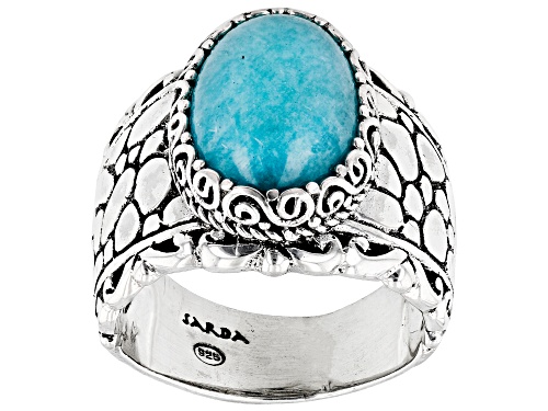 Photo of Artisan Collection of Bali™ 14x10mm Oval Amazonite Silver Watermark Ring - Size 8