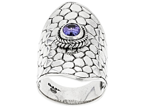 Artisan Collection of Bali™ .64ct Oval Tanzanite Silver Hammered Ring - Size 6