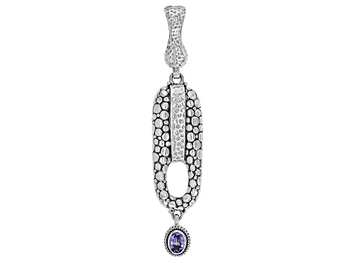 Photo of Artisan Collection of Bali™ .64ct Oval Tanzanite Silver Hammered Enhancer Pendant