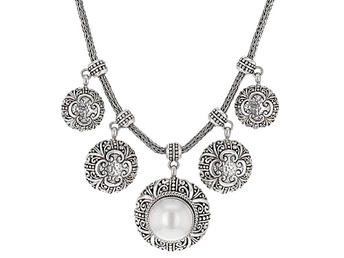 Photo of Artisan Collection of Bali™ 15mm Cultured Mabe Pearl Silver Tree of Life Necklace - Size 18