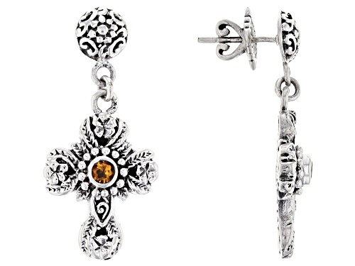 Photo of Artisan Collection of Bali™ .20ctw Citrine Sterling Silver Frangipani Cross Earrings