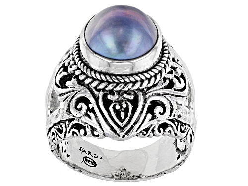 Artisan Collection of Bali™ Blue Cultured Mabe Pearl Silver Tree of Life Ring - Size 7