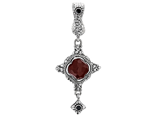 Photo of Artisan Collection of Bali™ Red Jasper & .12ctw Black Spinel Silver Enhancer Pendant