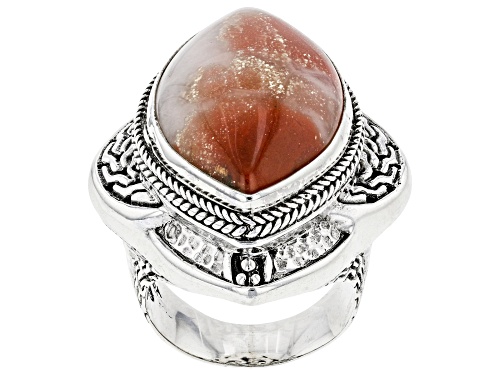 Artisan Collection of Bali™ 27x17mm Brecciated Jasper Silver Ring - Size 7