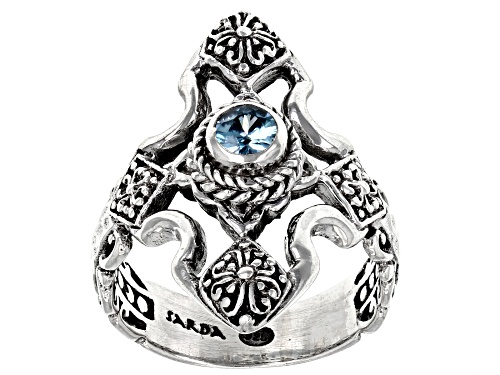 Photo of Artisan Collection of Bali™ .30ct Blue Zircon Silver Elongated Ring - Size 6