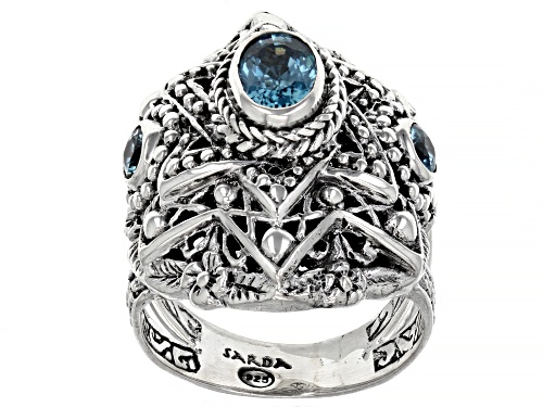 Photo of Artisan Collection of Bali™ 1.51ctw Blue Zircon Silver Tree of Life Ring - Size 8