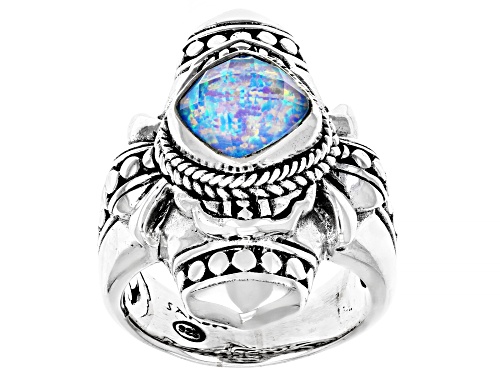 Photo of Artisan Collection of Bali™ Lab Created Cornflower Blue Opal Silver Ring - Size 7
