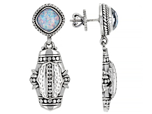 Artisan Collection of Bali™ Lab Created Cornflower Blue Opal Silver Earrings