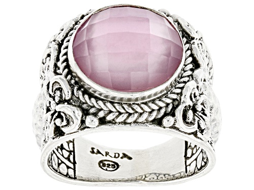 Photo of Artisan Collection of Bali™ 12mm Rose Mother-of-Pearl Quartz Triplet Silver Ring - Size 7